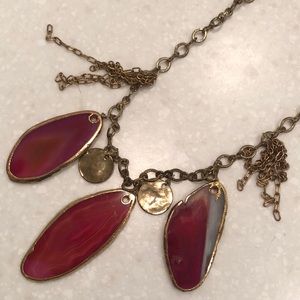 💙 Anthropologie Pink/Red Geode Necklace